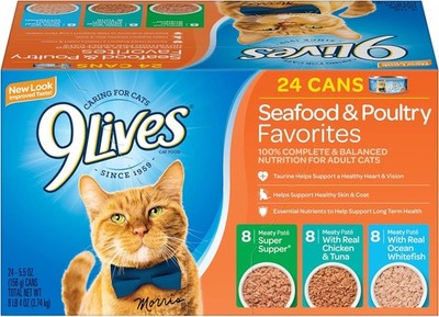 9Lives Seafood & Poultry Favorites Wet Cat 5.5 Ounce (Pack of 24), Standard 