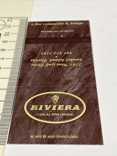 Matchbook Cover  Riviera Casual Dining A Fine Restaurant  Sanibel Island, FL gmg