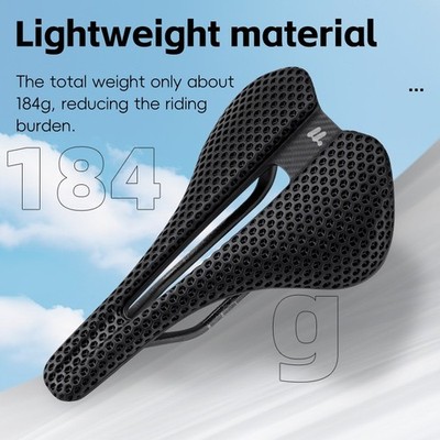 WEST BIKING 3D Gedruckt Fahrrad Sattel Nylon Kohlefaser Rennrad Fahrradsitz 184g