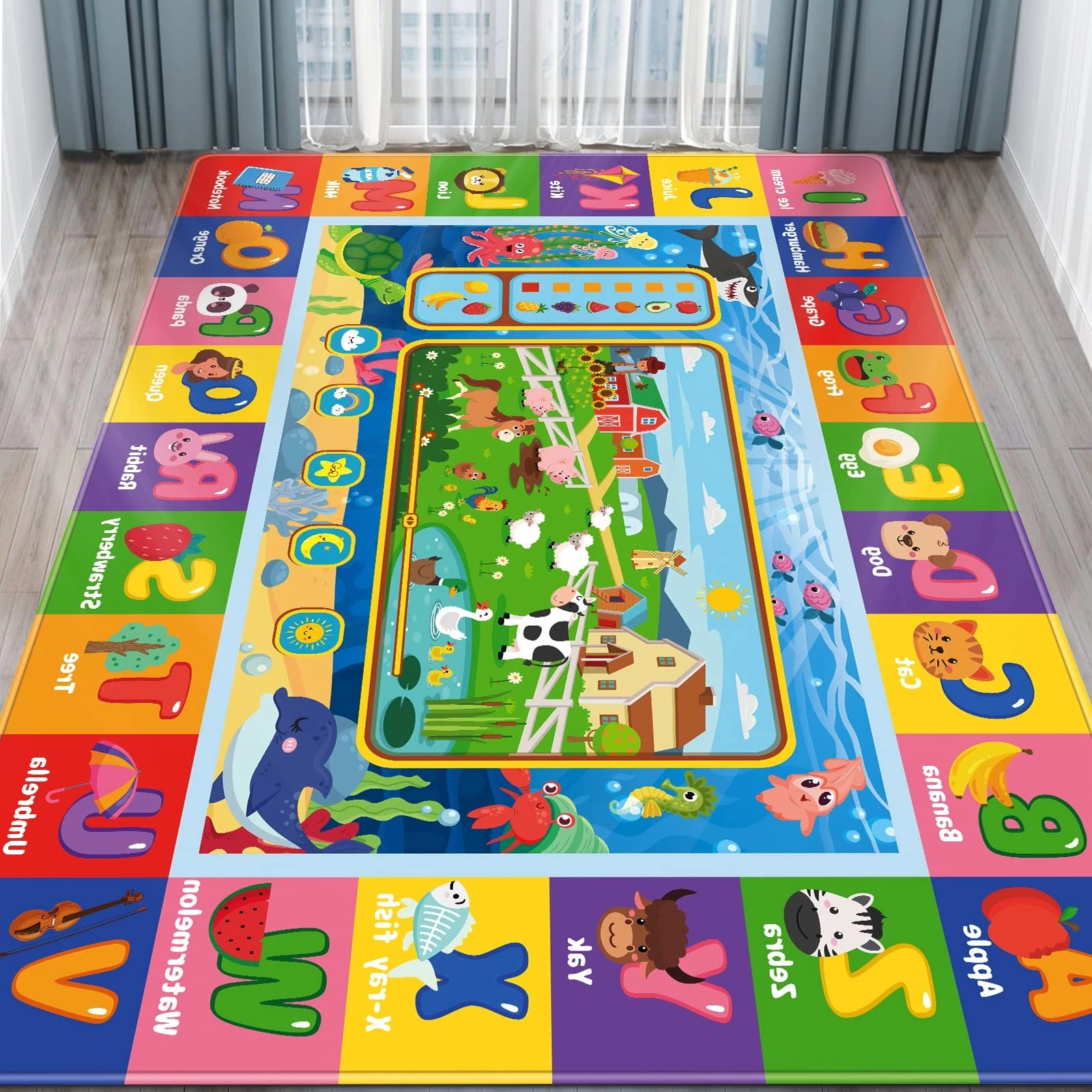 AKASISRUG Baby Play Mat 78.7x59" Floor Crawling Mat Kids Educational ABC