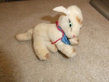 Cute Vintage Small Cloth Sitting Lamb Stuffed Animal 3 3/4" Tall
