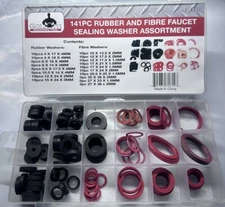 141pc Rubber and Fibre Faucet Sealing Washer Assortment Kit - RFW141