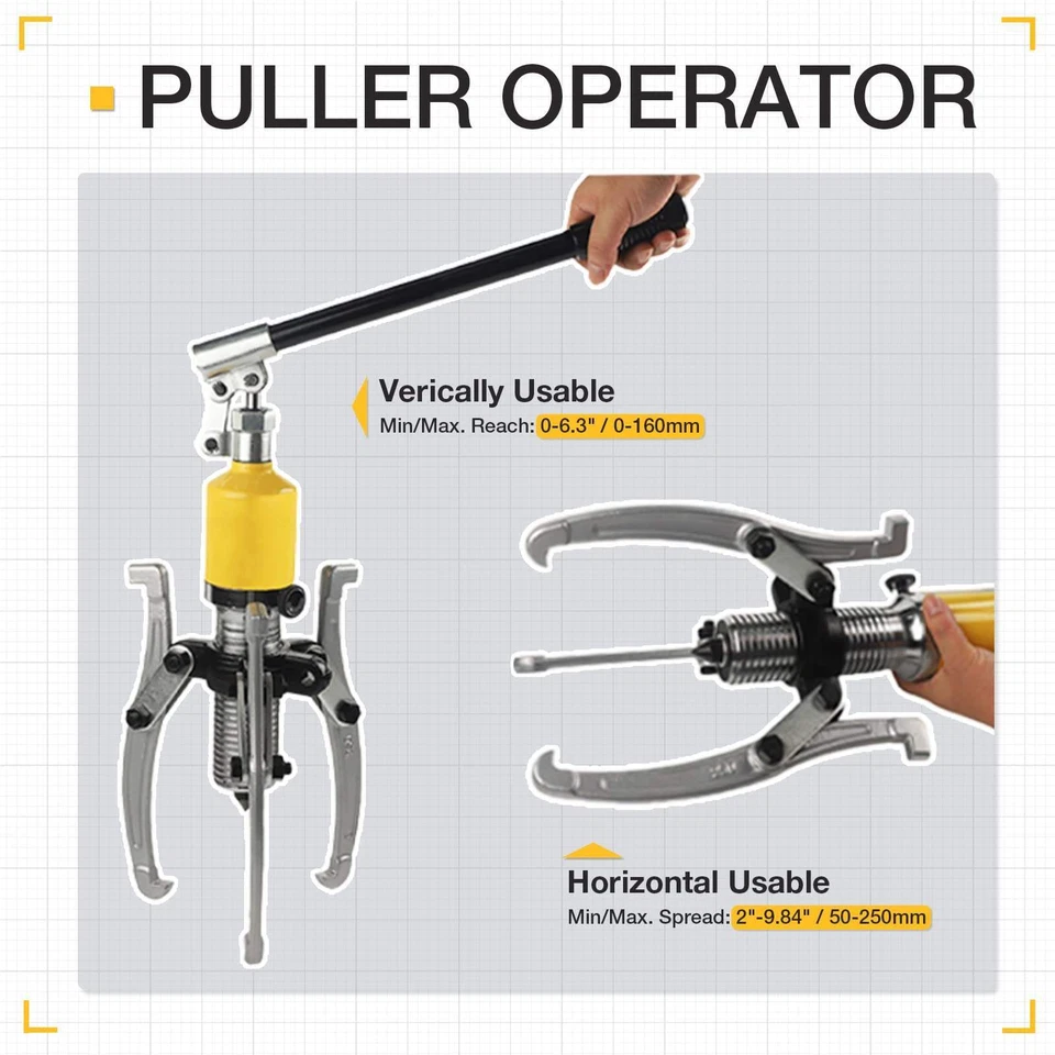 10T Hydraulic Gear Puller Bearing Puller 2 or 3 Jaws Bearing Hub Separator Tool - Image 3 of 4