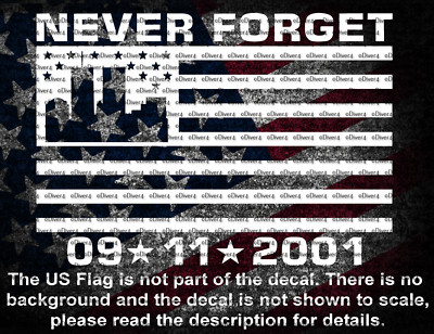 911 Never Forget Twin Towers in US Flag Window Decal Sticker US Seller