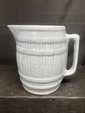 A Beautiful Vintage Art Deco Stoneware Blue 8” Pitcher With Handle USA