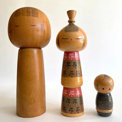 RARE VTG MID CENTURY MODERN JAPANESE HAND PAINTED WOOD KOKESHI