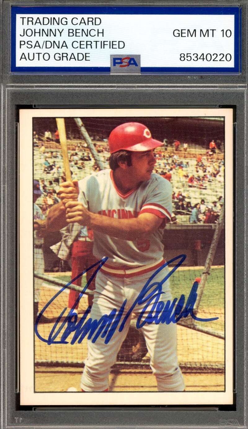 Johnny Bench Gem Mint 10 PSA DNA Signed 1975 SSPC Autograph
