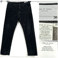 Rag & Bone Fit 3 Mens Size 38X33 Black Corduroy Pants Classic Made in USA VGC
