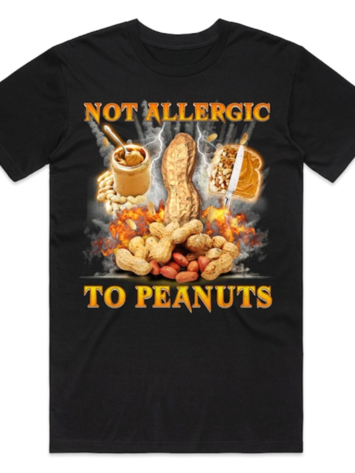Trendy,Not Allergic To Peanuts T-Shirt Tee Top Funny Meme Diet Nuts Nut Gift Uni