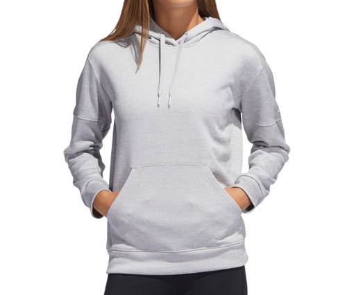 adidas Hoodie Womens Small Post Game Badge of Sport Double Knit Solid Light Grey