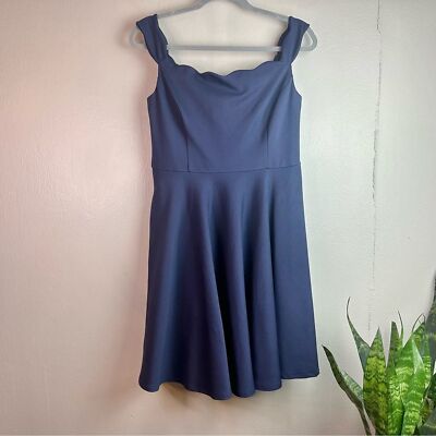 slim fit dress slacks Scalloped Fit and Flare Midi Cotton Dress