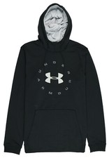 UNDER ARMOUR Circle Wordmark Fleece Pullover Hoodie sz L Large Black Gray