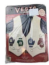 Dimensions Applique Vest SNOWFLAKE MITTENS 62087 Kit Christmas Vintage Sealed Pk