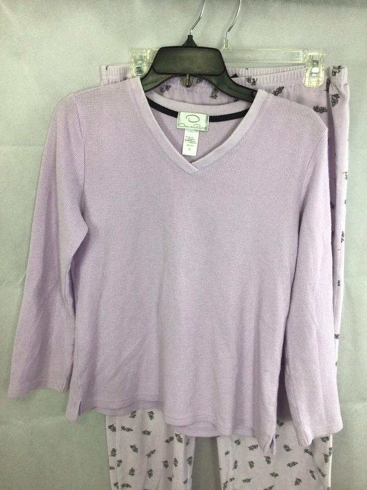 OSCAR DE LA RENTA PAJAMAS Set 2 Piece Pcs Size SMALL Purple Floral Thermal - Image 4 of 4