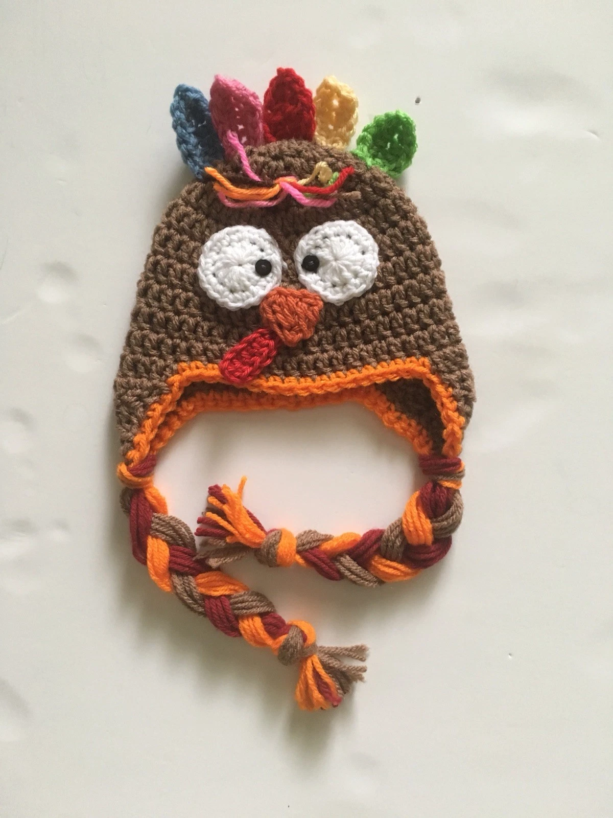 Baby Crochet Thanksgiving Turkey Handmade Hat Baby SoftCap Beanie Hat (1-3m)