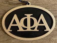 Painted Wood Ornament - 4" Alpha Phi Alpha - Gold over Black - 176-0744