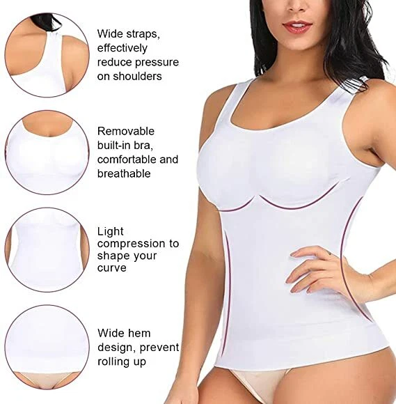 Mujeres Control Abdomen Body Modelador Cami Compresión Chaleco Debajo de Camisola Camisetas sin mangas Foto 4 de 4