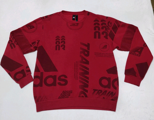 Adidas Sweatshirt Post Game All-Over Print Crew Neck Maroon Mens Sz Large