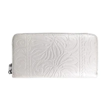 Happy Wahine Chloe Wallet Monstera Embossed Opalescent Pearl Vegan Zip Around