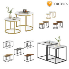 2x Couchtisch Rund Quadratisch Modern Beistelltisch Set Wohnzimmer Metall Tisch