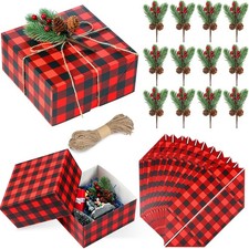 12 Sets Christmas Gift Boxes with Lids 12 pcs 8 x 8 x 4 Inch Paper Gift Boxes...