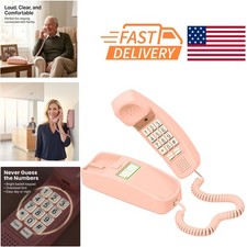 Retro Corded Landline Phone with Big Buttons Backlit Keypad Ladies Pink