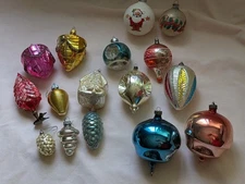 Vintage Mercury Glass/Shiny Brite Christmas Ornament various shapes Lot of 16
