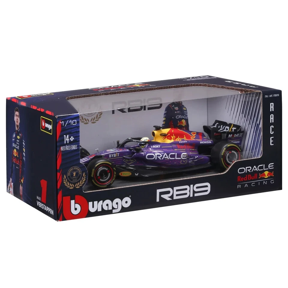 Coche fundido a presión Bburago RB19 Las Vegas GP #1 Max Verstappen F1 2023 1/18 Foto 3 de 4