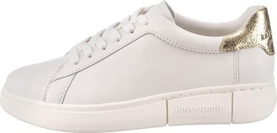 Kate Spade New York Women's Lift Lace Up Sneaker, Optic White/Pale Gold, 7.5 