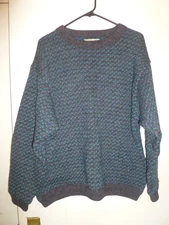 Vintage LL Bean Birdseye Fisherman Gray Wool Pullover Sweater, Size L - Norway