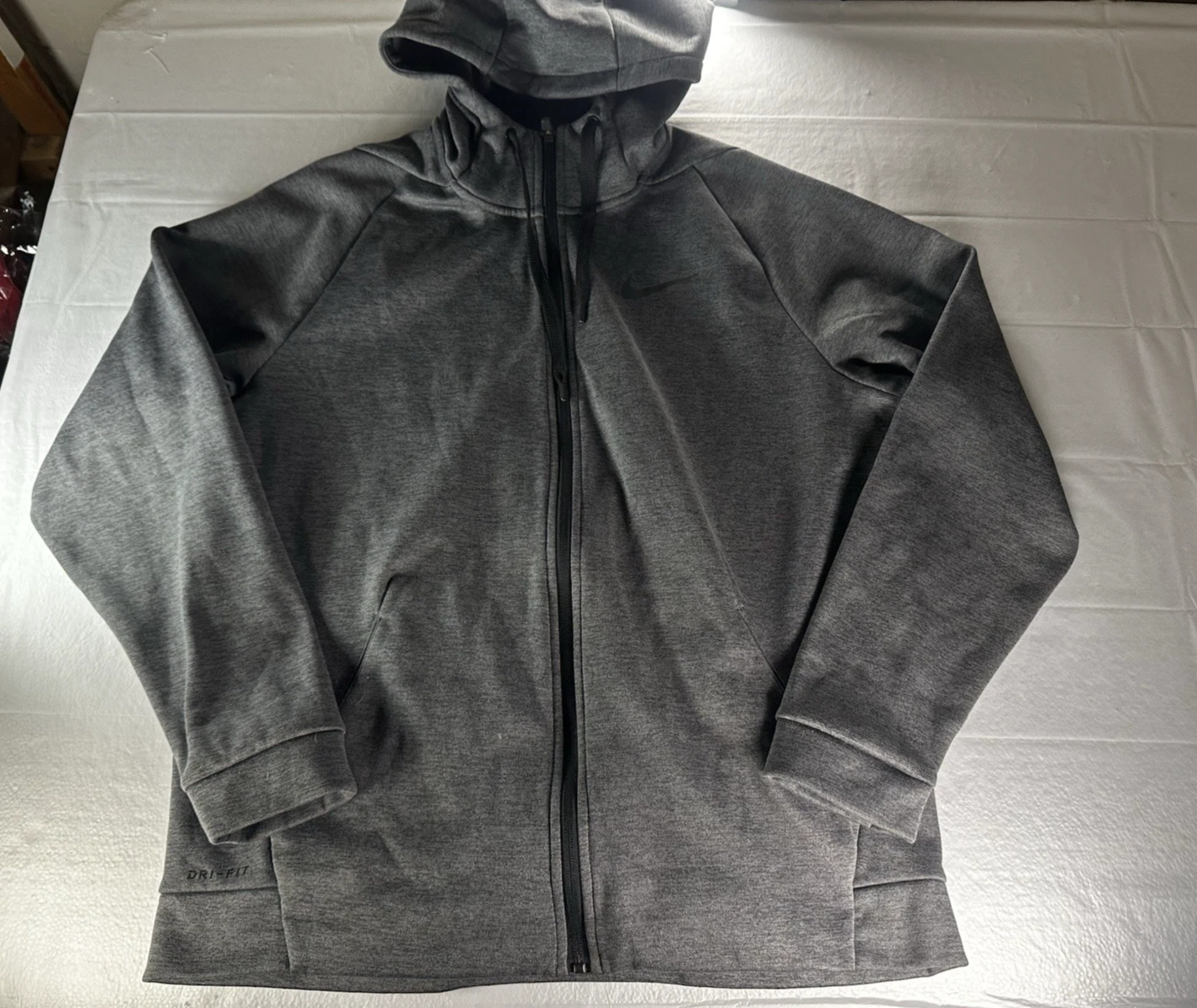 Nike Full-Zip Jacket Men's Large Charcoal Heather Therma-Fit Light Weight
