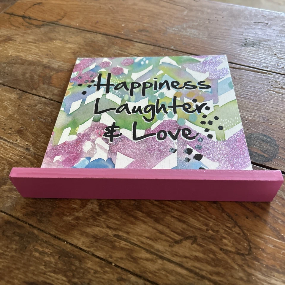 Happiness Laughter & Love Sign Display Board Desktop Shelf Sitter Porch Greeting - Image 3 of 4