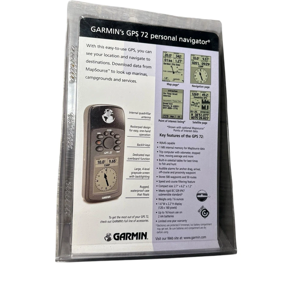New GARMIN GPS 72 Handheld Personal Navigator Marine Fishing Hiking Hunting - Image 3 of 3