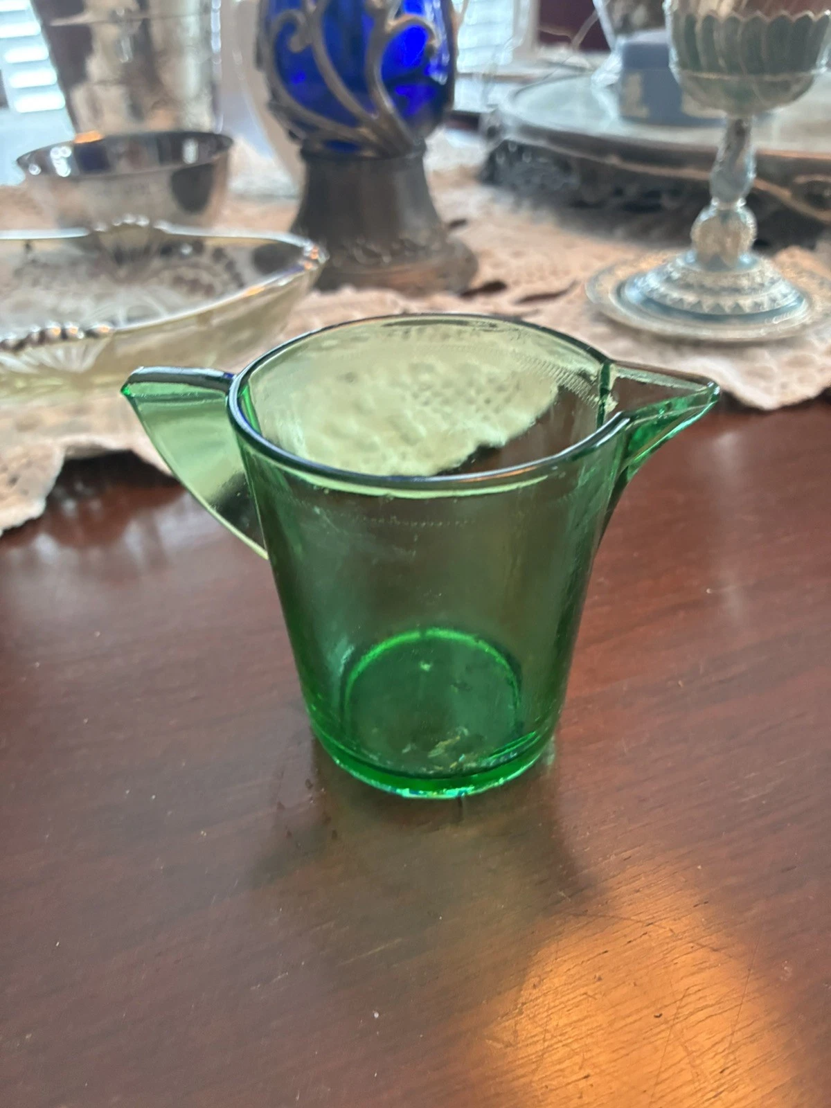 Vintage Clear Green Glass Measuring cup