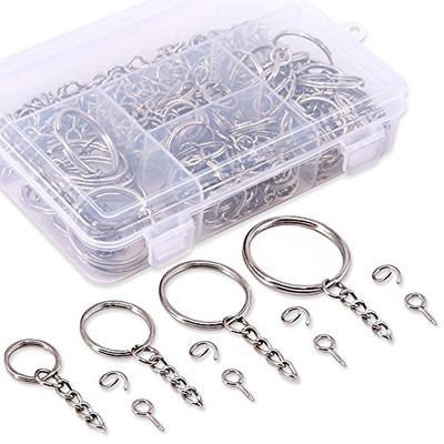  300Pcs Key Chain Rings Kit, 100Pcs Keychain Rings with Chain and 100Pcs Jump 
