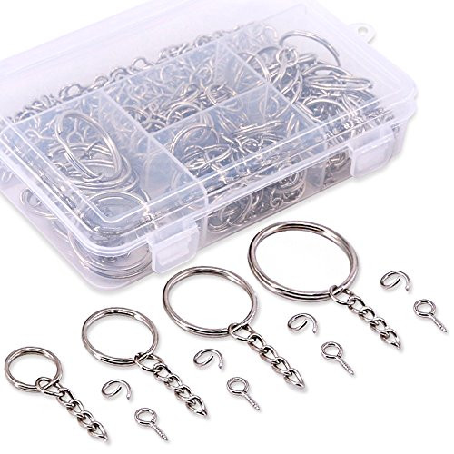 300Pcs Key Chain Rings Kit, 100Pcs Keychain Rings with Chain and 100Pcs ...