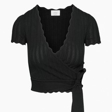 Wilfred Black Knit Wrap Cropped Scalloped Sho...