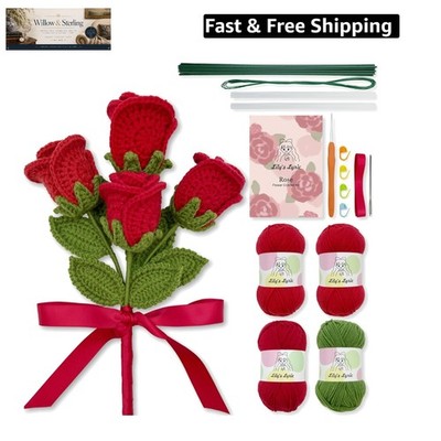 Flower Crochet Kit | Red Rose | Step-by-Step Video Tutorial for Adults Teenag...