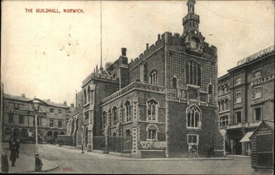Norwich Norfolk Guidhall Street View 1900 -1920s Vintage Postcard