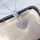 Gorgeous 925 Silver Necklace Pendant Heart Jewelry Cubic Zircon Women Gift