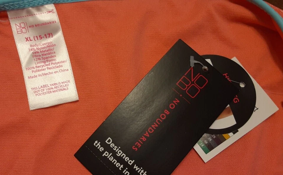 Parte inferior de bikini No Boundaries naranja brillante con ribete azul para jóvenes XL (15-17) Foto 4 de 4