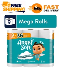 Angel Soft 2-Ply Toilet Paper, 9 Mega Rolls