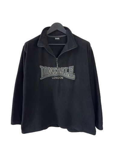 Lonsdale London Sweat Lympstone Homme Noir - Col Rond, Logo Brodé Bicolore, Coupe Regular Confortable