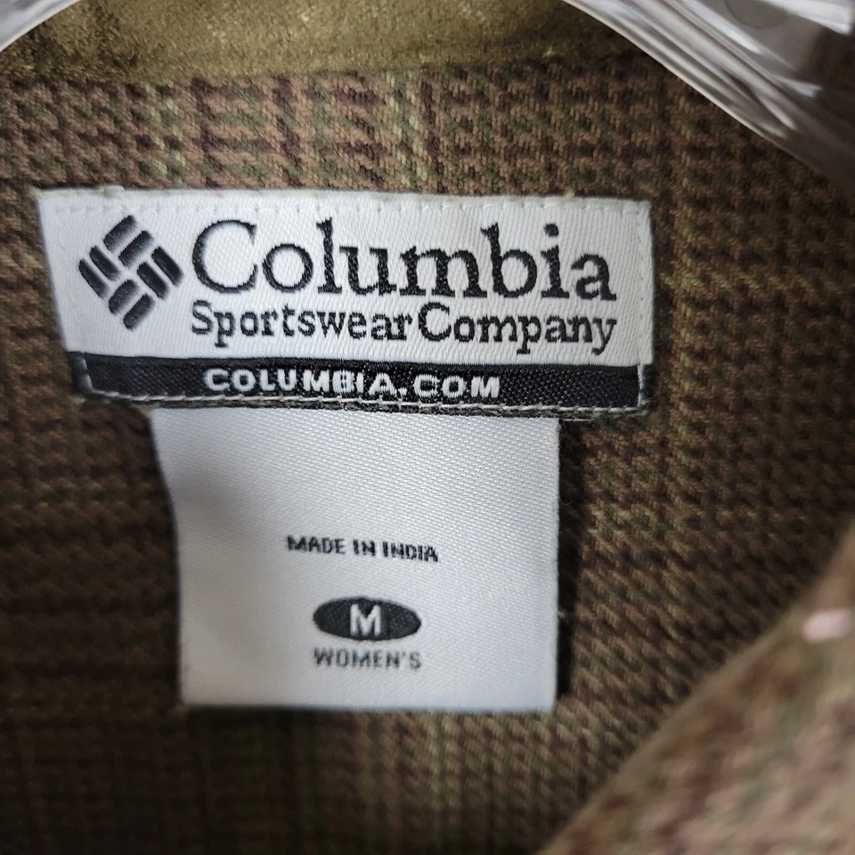 Camisa Columbia River Resort Mujer M Marrón A Cuadros Acolchada Hombros Codos Franela Foto 3 de 4