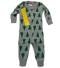 NWOT Hanna Andersson 3-6 Months Gray Organic Christmas Tree Zip Pajama 60 cm