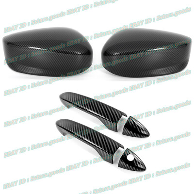 Glossy Carbon Fiber Style Side Mirror & Door Handle Covers For 2013-2017 Honda Accord Coupe