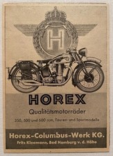 Horex 350, 500, 600 ccm Motorräder Horex-Columbus-Werk KG. Reklame Werbung 1938
