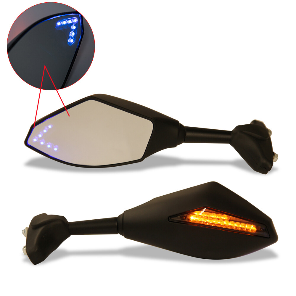 その他 M Motorcycle Mirror LED Blue Arrow Turn Signal For Yamaha YZF R1 R6