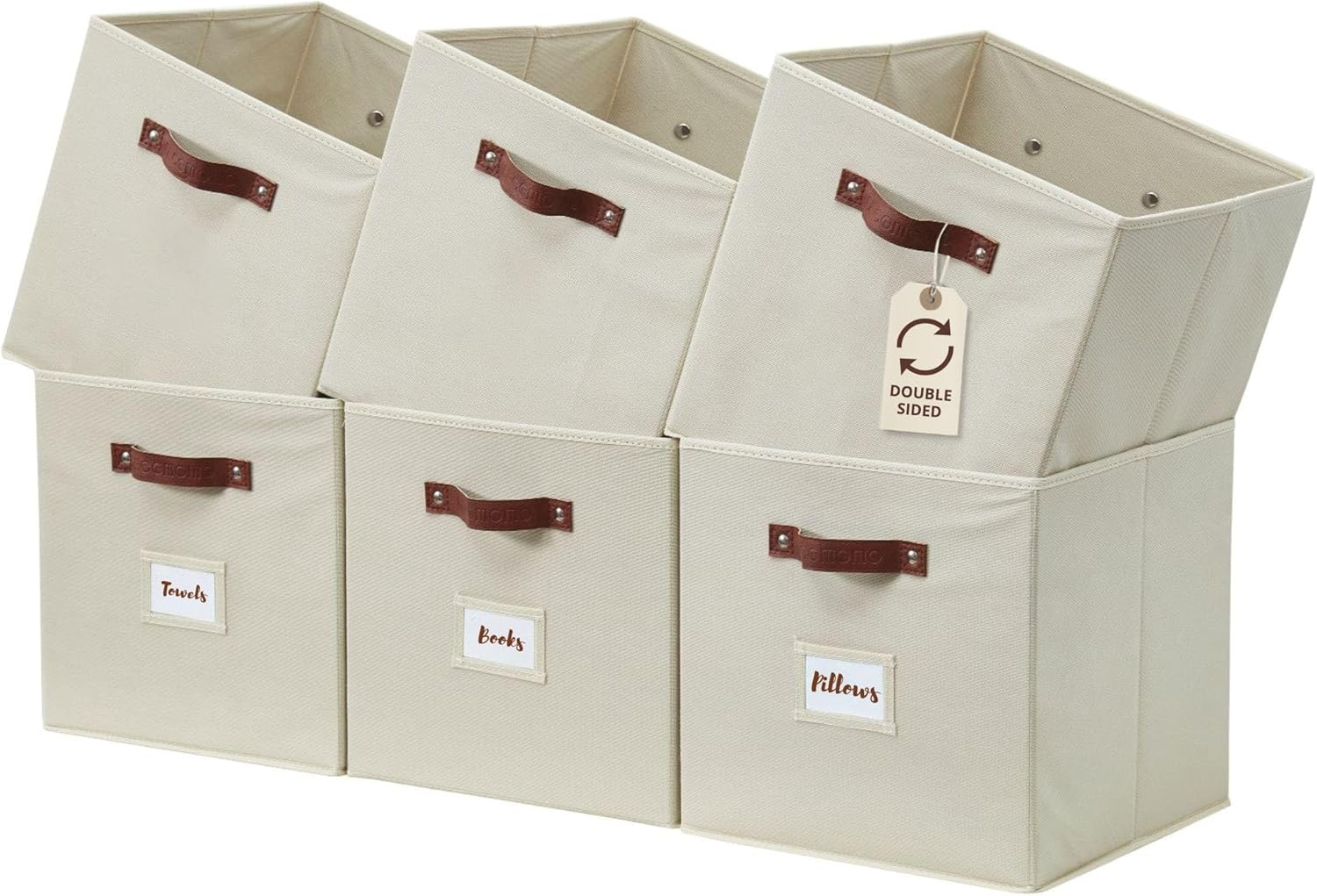 Fabric Cube Storage Bins with Labels for Shelves - Set of 10-image