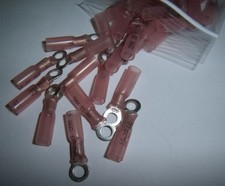 10 Heat Shrink Car Wire Ring Terminal Connector 22-18 Gauge AWG Alarm GPS Radio